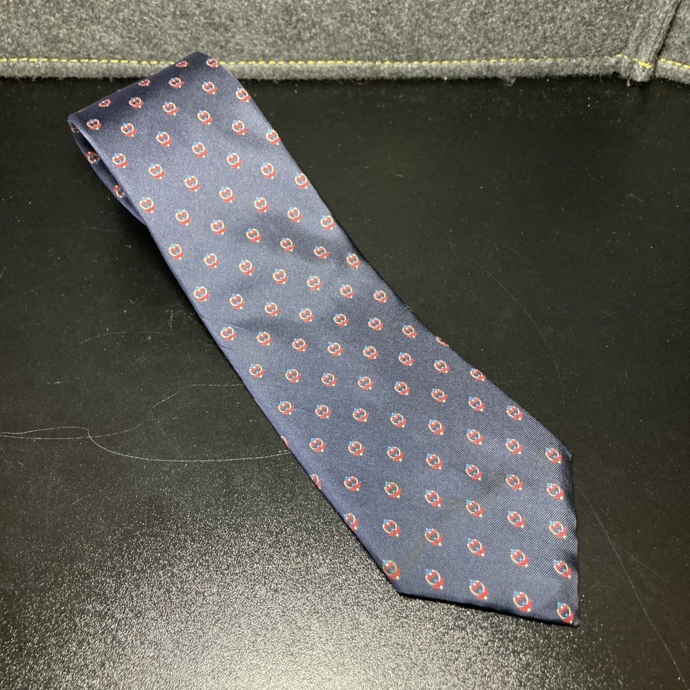 Vintage Christian Dior Blue Geometric Mens Neck Tie Designer USA Silk WPL125